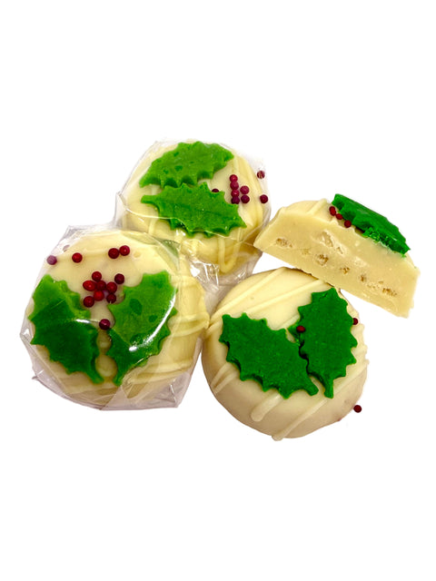 White Chocolate Round Kinder Rice Crispy – Christmas Leaf